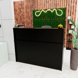 Balcão Atendimento Recepção Consultório 1400x600 com Gaveteiro Netmobil - Preto - 2
