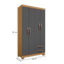 Ver imagem 5 de Guarda Roupa 4 Portas com Multiuso 2 Portas e Comoda 5 Gavetas Carvalho Grafite Clique Chique