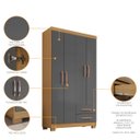 Ver imagem 2 de Guarda Roupa 4 Portas com Multiuso 2 Portas e Comoda 5 Gavetas Carvalho Grafite Clique Chique