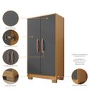 Ver imagem 3 de Guarda Roupa 4 Portas com Multiuso 2 Portas e Comoda 5 Gavetas Carvalho Grafite Clique Chique