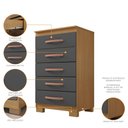 Ver imagem 4 de Guarda Roupa 4 Portas com Multiuso 2 Portas e Comoda 5 Gavetas Carvalho Grafite Clique Chique