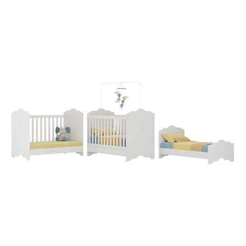 Berço Americano 3 em 1 para Colchão 70x130cm Quindim Multimóveis Bb0536pa Branco