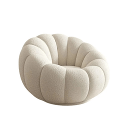 Poltrona Decorativa Concha C/almofada Boucle Bege Abobora - Montanaris Decor - 1
