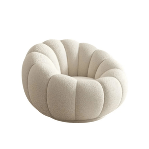 Poltrona Decorativa Concha C/almofada Boucle Bege Abobora - Montanaris Decor