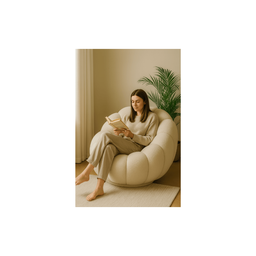 Poltrona Decorativa Concha C/almofada Boucle Bege Abobora - Montanaris Decor - 2