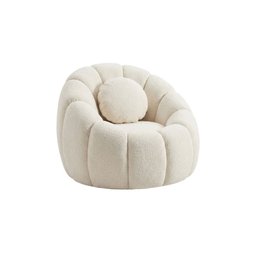 Poltrona Decorativa Concha C/almofada Boucle Bege Abobora - Montanaris Decor - 4