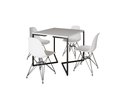 Ver imagem 2 de Mesa Industrial Base Ferro Preto em V Tampo 90x90 Branco 4 Cadeiras Eames Ferro Assento Branco
