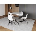 Ver imagem 1 de Mesa Industrial Base Ferro Preto em V Tampo 90x90 Branco 4 Cadeiras Eames Ferro Assento Branco