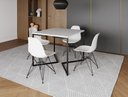 Ver imagem 1 de Mesa Industrial Base Ferro Preto em V Tampo 90x90 Branco 4 Cadeiras Eames Ferro Assento Branco