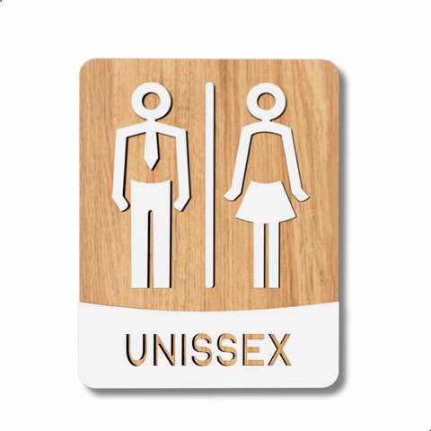 Placa para Banheiro Plaquinha Unissex Cor Branco