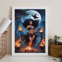 Ver imagem 2 de Quadro Decorativo Cigana Ritual da Lua 24x18cm:madeira Branca