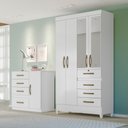Ver imagem 2 de Guarda Roupa 4 Portas com Espelho Sobral Branco Rosa Lilás Azul Flex 870440 Moval