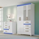 Ver imagem 7 de Guarda Roupa 4 Portas com Espelho Sobral Branco Rosa Lilás Azul Flex 870440 Moval