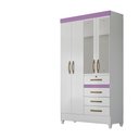 Ver mais imagens de Guarda Roupa 4 Portas com Espelho Sobral Branco Rosa Lilás Azul Flex 870440 Moval
