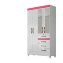 Ver imagem 4 de Guarda Roupa 4 Portas com Espelho Sobral Branco Rosa Lilás Azul Flex 870440 Moval