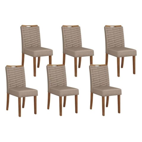 Kit 6 Cadeiras de Cozinha Julia 6 Un Freijó/suede Kraft - Dj Móveis