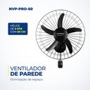 Ver imagem 2 de Ventilador de Parede Mondial Turbo Pro 5 Pás 50cm 150w Preto 220v - Nvp-pro-50