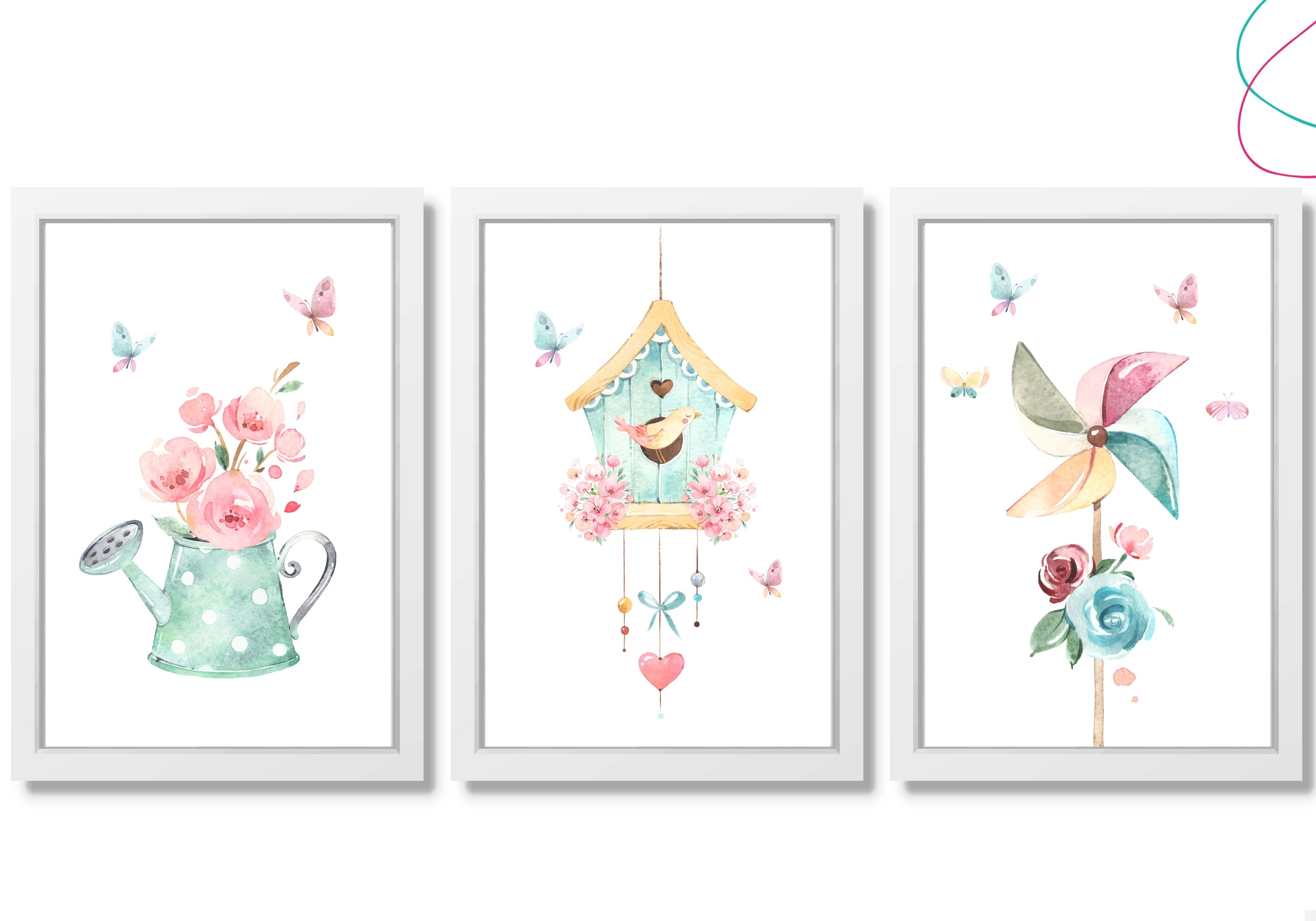 3 Quadrinhos Decorativos Infantil aquarela em cores: Pinus - 4