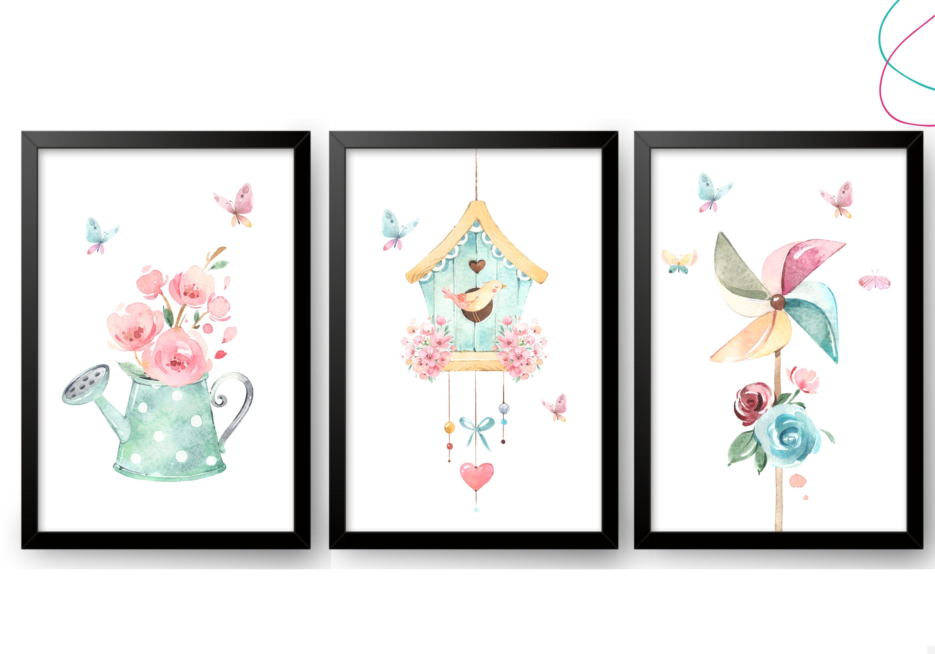 3 Quadrinhos Decorativos Infantil aquarela em cores: Pinus - 2