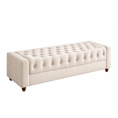 Puff Baú Calçadeira 140cm Heste Boucle Off White - Sallar Home