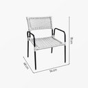 Ver imagem 2 de Kit 5 Poltronas Porã Junco Sintético Aço Preto com Braços para Externa Varanda Gourmet - Branco