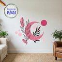 Ver imagem 2 de Adesivo Floral Boho Rosa Estilo Nórdico 110x94 Minimalista Mod.05