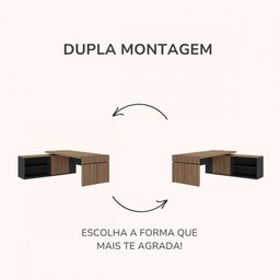 Mesa para Escritório Diretoria Tamburato Connect 2 Portas Nogal/preto - Artany Móveis - 4