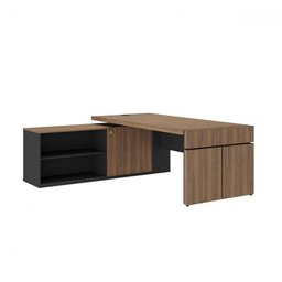 Mesa para Escritório Diretoria Tamburato Connect 2 Portas Nogal/preto - Artany Móveis - 5