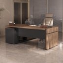 Ver imagem 2 de Mesa para Escritório Diretoria Tamburato Connect 2 Portas Nogal/preto - Artany Móveis