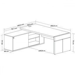 Mesa para Escritório Diretoria Tamburato Connect 2 Portas Nogal/preto - Artany Móveis - 3