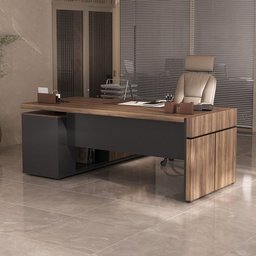 Mesa para Escritório Diretoria Tamburato Connect 2 Portas Nogal/preto - Artany Móveis - 2