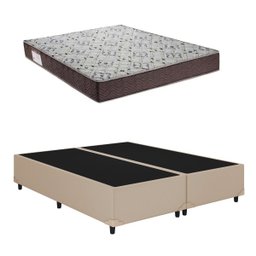 Cama Base Box Queen Bipartido Bege Colchão Iso 150 D45 - Ortobom - 1