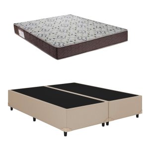 Cama Base Box Queen Bipartido Bege Colchão Iso 150 D45 - Ortobom