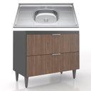Ver imagem 1 de Balcão de Cozinha com Pia Inox 100cm Pérola Z34 Grafite/freijó - Mpozenato