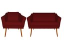 Ver imagem 1 de Kit Namoradeira + 1 Poltrona Decorativa Agatha Suede Marsala Pés Madeira Ms Decor