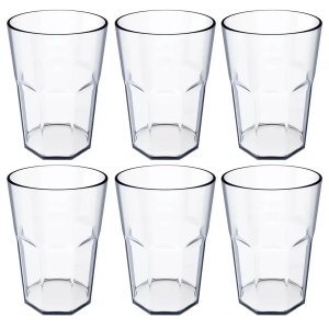 Conjunto 6 Copos Plásticos Jogo de Copos para Suco Água 400ml Natural OU