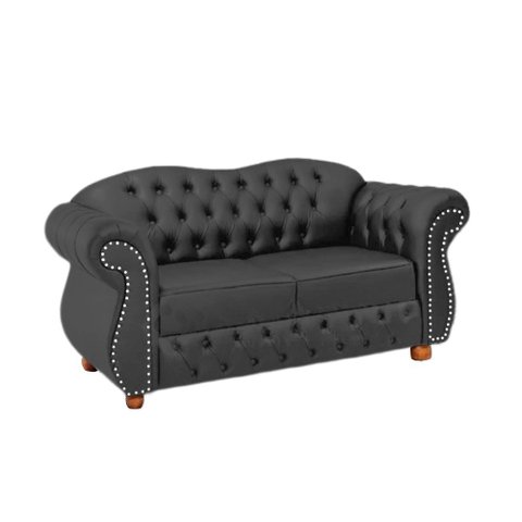 Namoradeira Chesterfield Merlo 2 Lugares - Veludo Cinza Chumbo / Decoração, recepção, sala tv estar