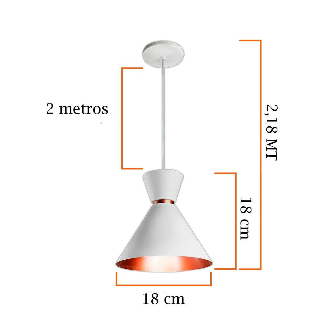 Kit 2 Lustres Pendentes Berlin Branco C/ Cobre R.R.J.V - 2