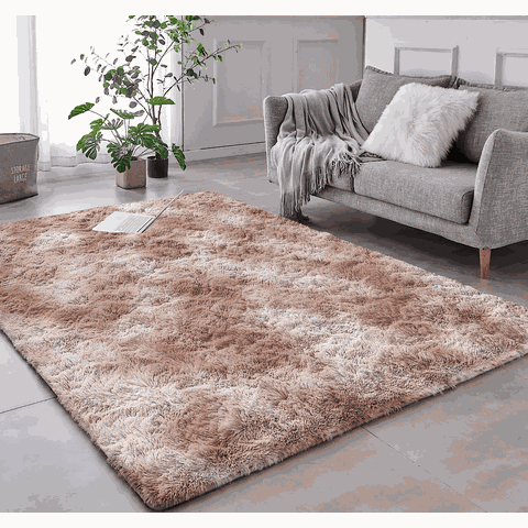 Tapete Pelo Alto Felpudo Peludo Macio Anti Derrapante Alérgico Mesclado Bege 200 x 200 cm