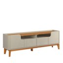 Ver imagem 4 de Rack com 160cm Cantos Arredondados 4 Portas para Tv 65 Flip 1.6 Patrimar Off White/cumaru