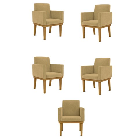 Kit 5 Poltronas Decorativa Reforçada Oferta - Balaqui Decor Cor:Capuccino