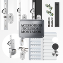 Ver imagem 4 de Porta Balcão de Aluminio Preto 3 Folhas Linha 25 com Fechadura 2,10x1,20