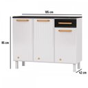 Ver imagem 3 de Balcão de Cozinha em Aço Diamante 3 Portas 1 Gaveta Branco/Preto 818134 - Telasul