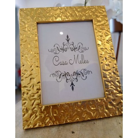 Porta Retrato Mdf Borda Textura Amassada Dourada