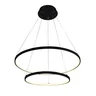 Pendente Led Redondo Duplo 45w 3000k 5000lm Bivolt Alumínio Preto e Silicone com Cabo de 2m - 1