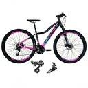 Ver imagem 1 de Bicicleta Aro 29 Feminina Absolute Hera Alumínio 21v Câmbios Shimano Suspensão Preto-rosa 17