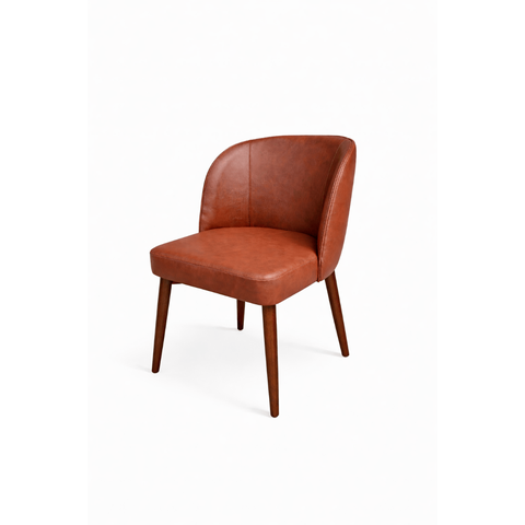 Cadeira Estofada com Encosto Anatômico 81cm em Madeira Maciça Lina Courino Marrom Oona Design Castan
