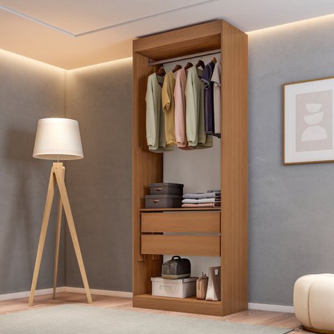 Guarda-Roupas Closet Modulado Roupeiro sem Portas 2 Gavetas Versatille Yescasa