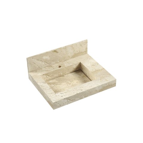 Lavatório em Porcelanato para Banheiro 60cm com Cuba Esculpida Bege/Travertino