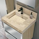 Ver imagem 2 de Lavatório em Porcelanato para Banheiro 60cm com Cuba Esculpida Bege/Travertino